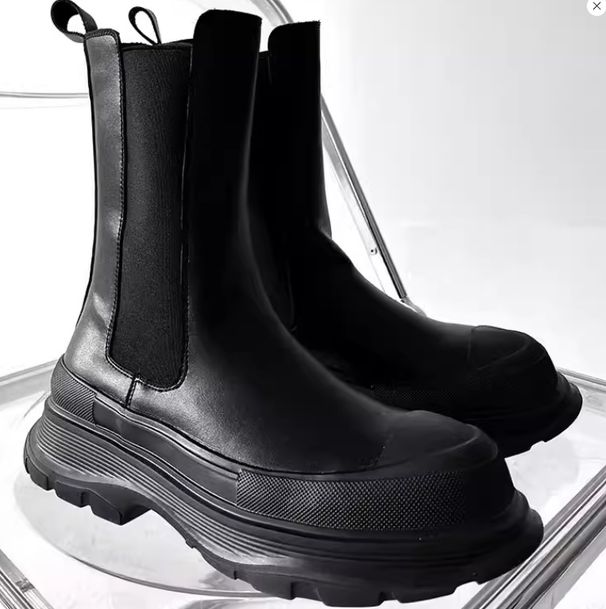 European Warm Series Thick-Soled High-Top Black Martin 2025 Autumn Winter New Niche Genuine Leather Men's Boots_vogvips.com
