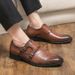 Suitable For All Seasons Business Pointed Toe Buckle New Casual Men's Korean Style Hairstylist Leather Shoes_vogvips.com