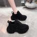 Chunky Platform Sneakers For Women With Rhinestone Detailing - Fashionable Round-Toe Casual Shoes For Everyday Wear_vogvips.com
