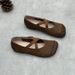 Artistic Forest Style Genuine Women's 2025 Spring Summer Handmade Square Toe Flat Cross Strap Mary Jane Soft Leather_vogvips.com