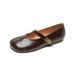 Round Head Soft Sole Single Shoes Women's Spring Flat Bottom One Word With Mary Jane Shoes Women_vogvips.com