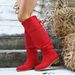 Women's Plus Size Suede Lace Up Boots Chunky Heel Pleated Slouch Design Winter Style European American Fashion_vogvips.com