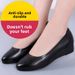 Clearance Year-End Non-Slip Leather Soft Sole Women Wedge Flat Shoes_vogvips.com