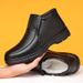 Men's Cotton Shoes With Fleece Lining, Winter Warm Men's Shoes, Top Layer Genuine Leather Snow Boots, Middle-Aged Dad Sh_vogvips.com