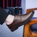 Men's Dress Leather Shoes Men's Head Tie Tie Pointed Casual Plaid_vogvips.com