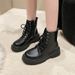 Martin Women, New Autumn And Winter Style, Fleece-Lined White Short Boots, Thick-Soled British Style Motorcycle Boots_vogvips.com