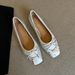 Lan Cabinet Edition ~ French Style Gentle Shallow Mouth Bowknot Flat Single For Women Slip-On Square Toe Horsehair_vogvips.com