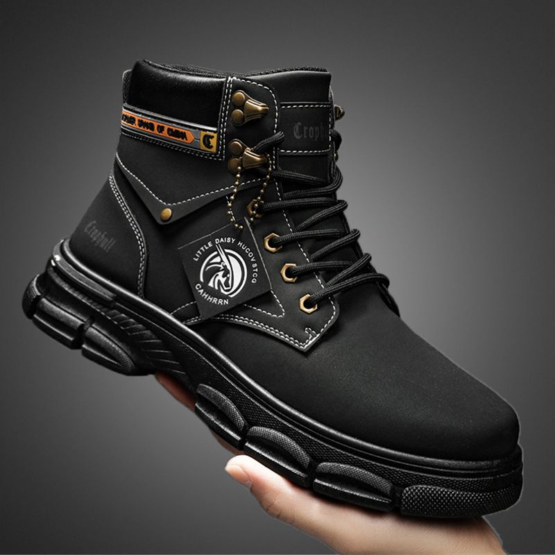 European Warm Series Autumn Leather Waterproof 2025 Trendy New High-top Workwear Motorcycle Men's Martin Boots_vogvips.com