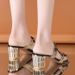 Foreign Trade 2023 Summer Korean Style Rhinestone Slippers , Outdoor Wear, Chunky Mid-Heel, Large Size Sandals For_vogvips.com