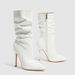 Women's Stacked Heel Boots - Pointed Toe High Heel Fashion Boots With Side Zipper, Ultra Shiny Patent Leather, Comfortable PU Insole, European Style_vogvips.com