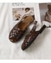 Peep Toe Slingback Flat Sandals Big Size Women Summer Footwear Woven Ankle Buckle Casual Beach Roman Sandalia Zapatos_vogvips.com