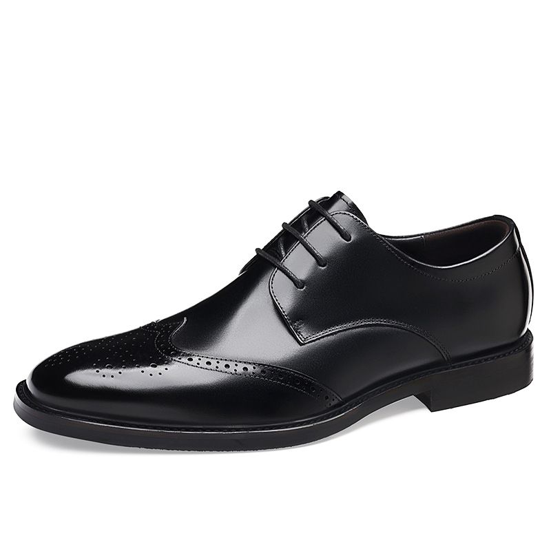 Euro Step New Men's Genuine Leather Business Formal Brogue Carved Cowhide Breathable British Wedding Shoes_vogvips.com