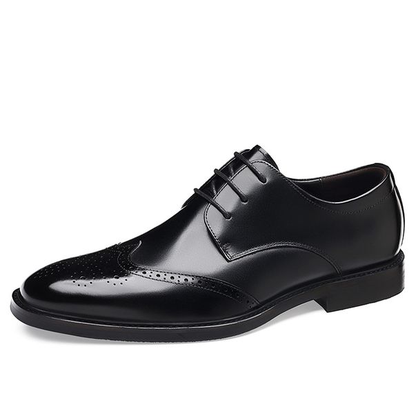 Euro Step New Men's Genuine Leather Business Formal Brogue Carved Cowhide Breathable British Wedding Shoes_vogvips.com