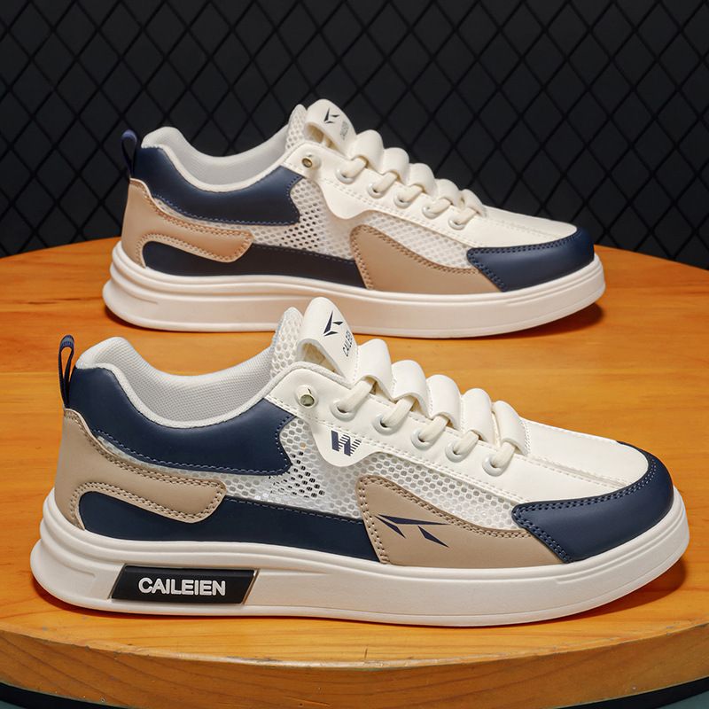 Summer Men's Shoes New Breathable Hollow Net Shoes Men's Trend Versatile Platform Shoes Casual Sports Board Shoes Trendy Shoes_vogvips.com