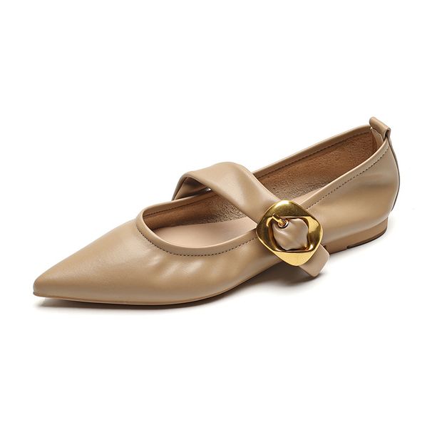 Flat Single Shoes Women's Pointed French Word With Shallow Mouth Mary Jane Shoes Large Size Women's Shoes_vogvips.com