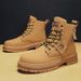European Warm Series Autumn Thick-Soled Chunky Martin High Street Style Shoes New Mid-Top Short Men's High-Top Yellow Boots_vogvips.com