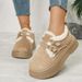 SHLIANG New Women's Winter Fashion Round Toe Designer Snow Boots Lace Up Walking Comfortable Lightweight Short Boots X0065_vogvips.com