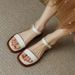 Retro Simple One-strap Roman Sandals Women, Summer Flat Soft-soled Thick-soled Beach Open-toe Large Size Student Shoes_vogvips.com