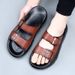 Top Layer Cowhide Men In Summer, Outdoor Beach Shoes Indoor Anti Slip High-end Cool Slippers For Men, Trendy_vogvips.com