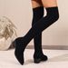 Women's Slimming Pointed Toe Over The Knee Sock Boots Mid Heel Elastic Plus Size Winter Style_vogvips.com