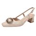 French Style Peep Sandal For Women, Chunky Heel, Summer 2025 Fairy Style, Open Back, Single Strap, Square Toe High_vogvips.com