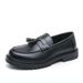 Suitable For All Seasons Large Size Round Toe Tassel Thick Sole Height Increasing Loafers 2025 Spring Autumn New Slip-On British Style Small_vogvips.com
