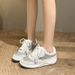 2026 New Spring Early Low Heel Flat Thick Sole Lace-up Shiny Round Toe Casual Sports Sneakers Women's Trendy Shoes_vogvips.com