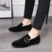 Men's fleece-lined beanie shoes Leather shoes slip-on loafers_vogvips.com
