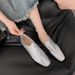 2024 Autumn Simple Square Toe Leather Soft Sole Slip-On Loafers Flat Shoes For Women_vogvips.com