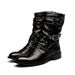 European Warm Series Spring And Autumn High-top Shoes Mid-calf Korean Style Martin Men's Pointed Toe British Fashion Fleece-lined Warm_vogvips.com