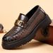Spring New Men's Loafers Casual Leather Thick Sole Woven Derby European And American Business Trend Height Increasing_vogvips.com