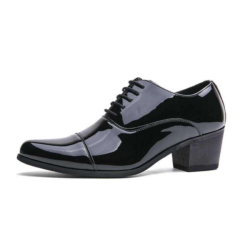 High Heeled Leather Weddings, Banquets, Business, Leisure, Fashion, Men's Shoes, Shiny Cuban Shoes For Men_vogvips.com