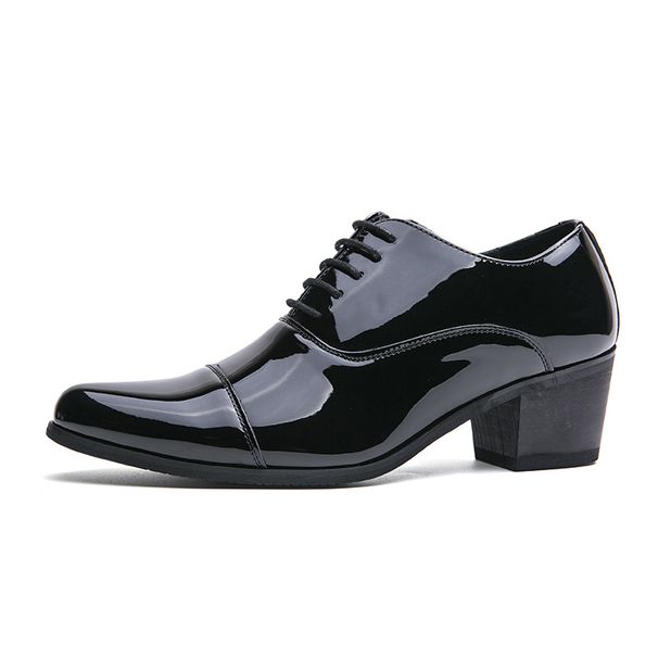 High Heeled Leather Weddings, Banquets, Business, Leisure, Fashion, Men's Shoes, Shiny Cuban Shoes For Men_vogvips.com
