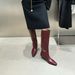 Inner Height Increase Pointed Toe Brown Melad Mid-Calf Riding Women's Shoes 2025 New Autumn Winter Long Boots_vogvips.com