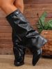 Plus Size Pointed Toe High Heel Over The Knee Boots For Women, Chunky Heel & Folded Design, Winter & Autumn Fashion Boots, Size 36-43_vogvips.com