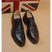 Euro Step Men's Business Casual Leather Crocodile Pattern Trendy Thick-Soled Brogue Carved Platform Height-Increasing Work Shoes_vogvips.com