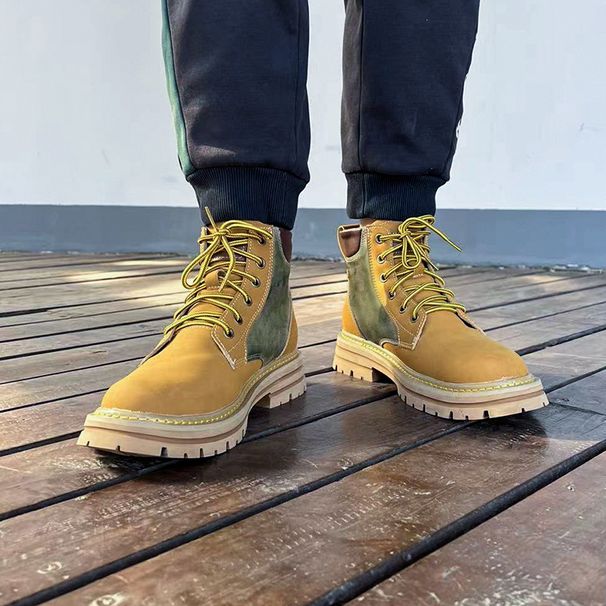 Martin Boots Trendy Big Yellow Boots Men's Retro Tooling Boots Wear-resistant And Wear-resistant Tooling Boots_vogvips.com