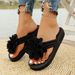36-44 Women's Handmade Flower Decorated Flip Flops Slippers For Beach Vacation Casual Comfortable Flat Sandals Red Shoes_vogvips.com