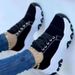 Women's Shoes Thick Soled Lace Up Sports Casual Shoes For Women, Large Size Low Top Single Shoes, Women's Casual Shoes_vogvips.com