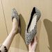 Pointed Single Shoes Women's Flat-bottomed Versatile Rhinestone Ladyshoes One Pedal Gentle Evening Wind Doudou Shoes_vogvips.com