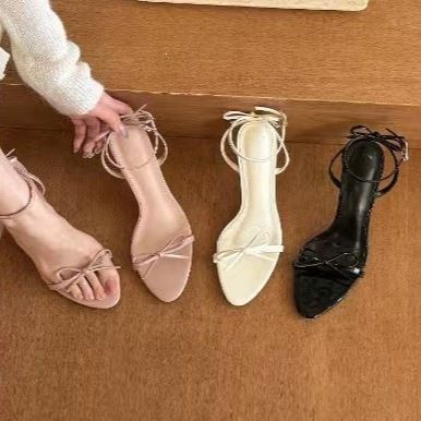 2026 Spring And Autumn New Fashion Versatile French Fairy Style Bowknot Strap High Heels To Match With Dresses_vogvips.com