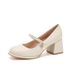 MTX Cheongsam Mary Jane Flats Women 2025 New Fairy Thick Heel High Heels Soft Leather Gentle Bridesmaid Shoes_vogvips.com