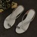 Korean Style Summer New Metal Buckle Versatile For Women 2025 Flat Open Flip-Flops Toe Post Sandals_vogvips.com