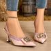 Cross-border Foreign Trade Stiletto Heel Open-back Sandals A Single Strap, Lettered Rhinestone Buckle, Elegant Commuter_vogvips.com