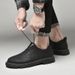 Tattooed Round Head Men's Platform Martin Shoes Sewing Line Retro Outdoor Low Heel Casual Big Head Men's Shoes_vogvips.com