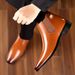 European Warm Series Large Size 48 Low-top Leather Shoes British Style Pointed Toe Martin Men's Trendy Versatile Boots_vogvips.com
