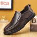 Suitable For All Seasons For Men 2026 Autumn Round Toe Soft Leather Men's Slip-On Casual Dad Shoes Trendy_vogvips.com