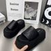 Women's Summer Platform Sandals - Fashionable Open-Toe Beach Slides With Thick Sole, Comfortable For Outdoor Walking, White & Black_vogvips.com