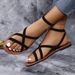 Roman Sandals Women Summer Flat Thick Sole French High-end Soft Sole Outdoor Fairy Beach Shoes_vogvips.com