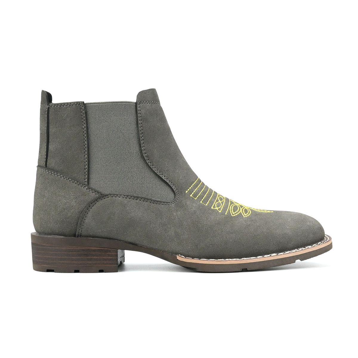 Men's Slip-On Chelsea Boots With Exotic Embossed Patterns - Breathable PU Leather Ankle Boots For Casual & Smart Wear_vogvips.com